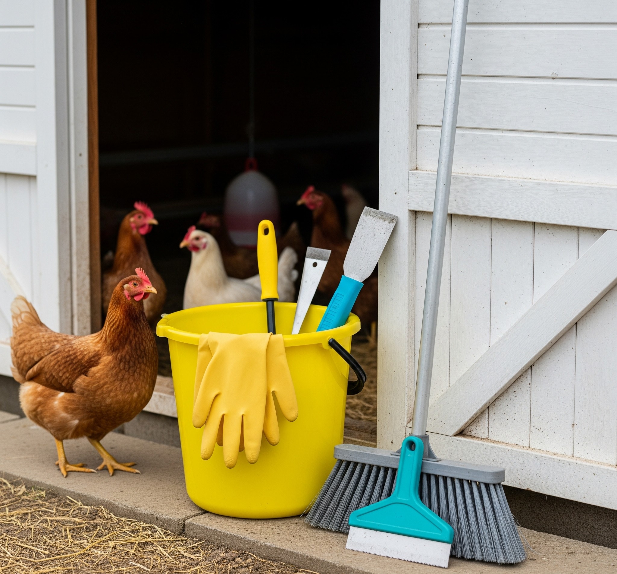 chicken-coop-cleaning-tools-tips