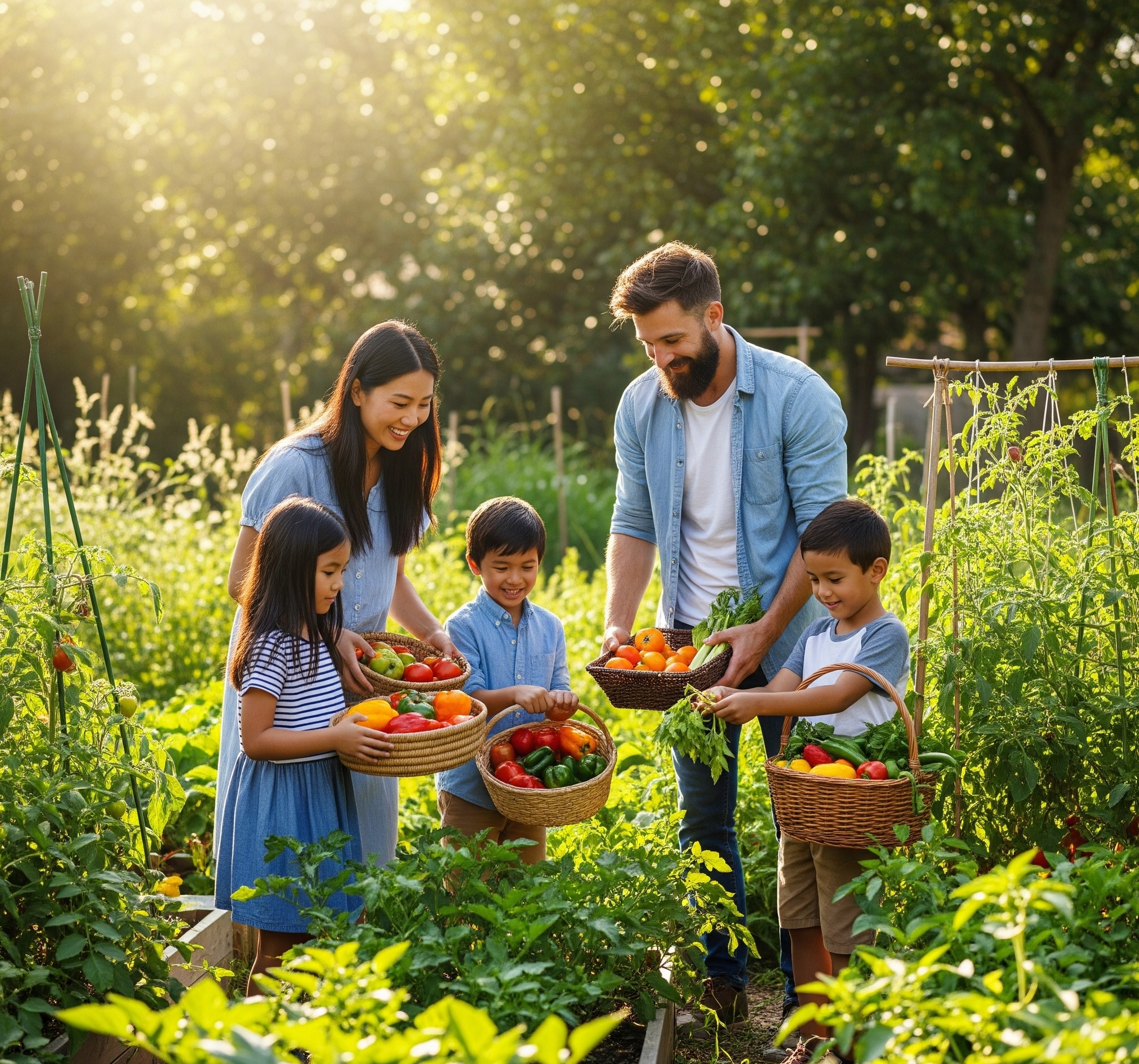home-gardening-family-harvest-organic