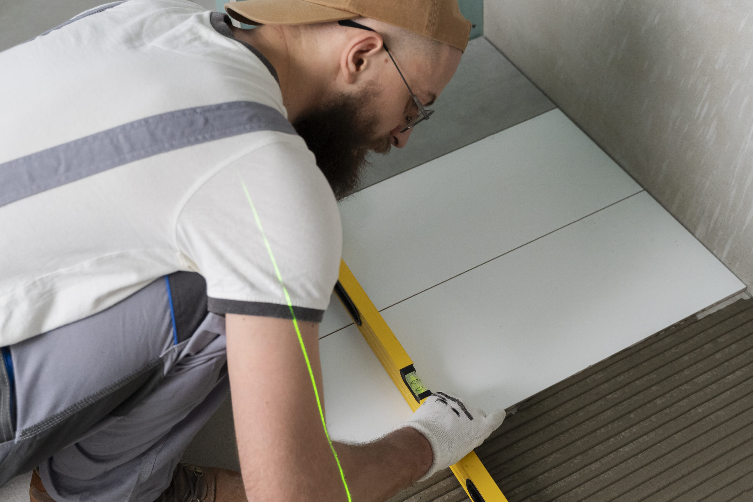 installing-shower-base-leveling-alignment