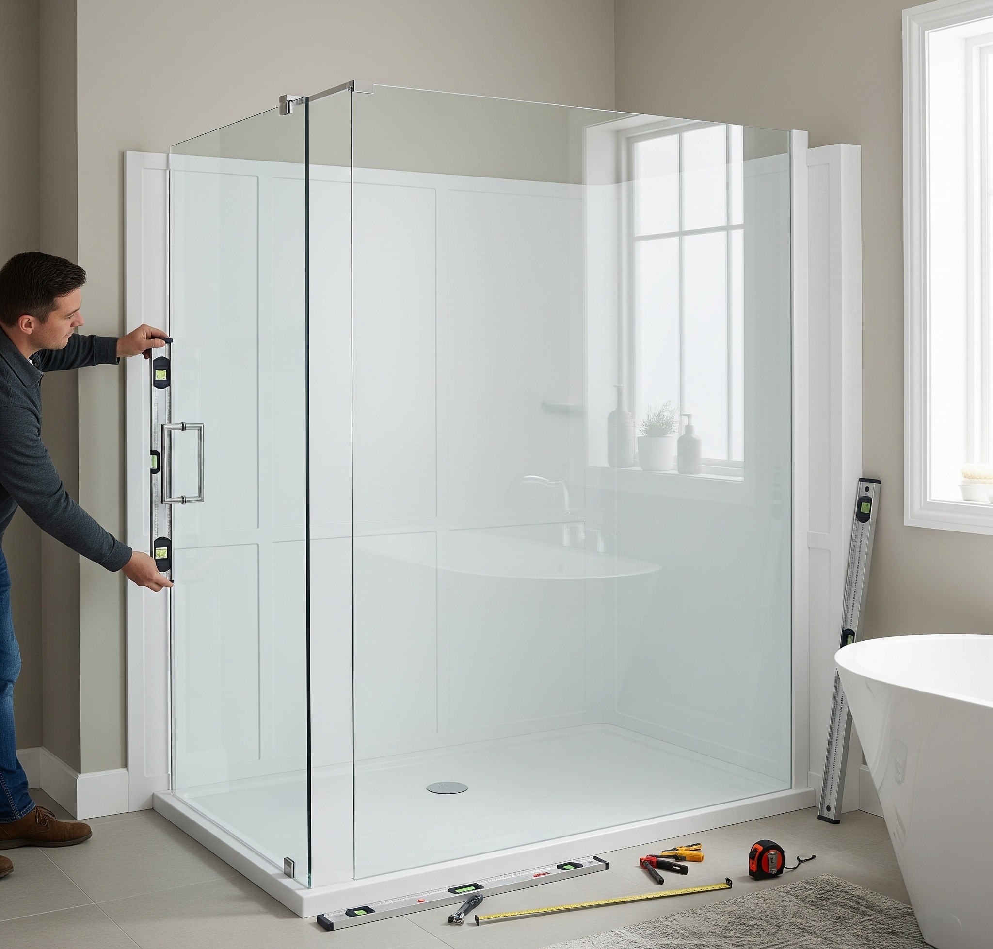 installing-shower-surround-kit-with-base