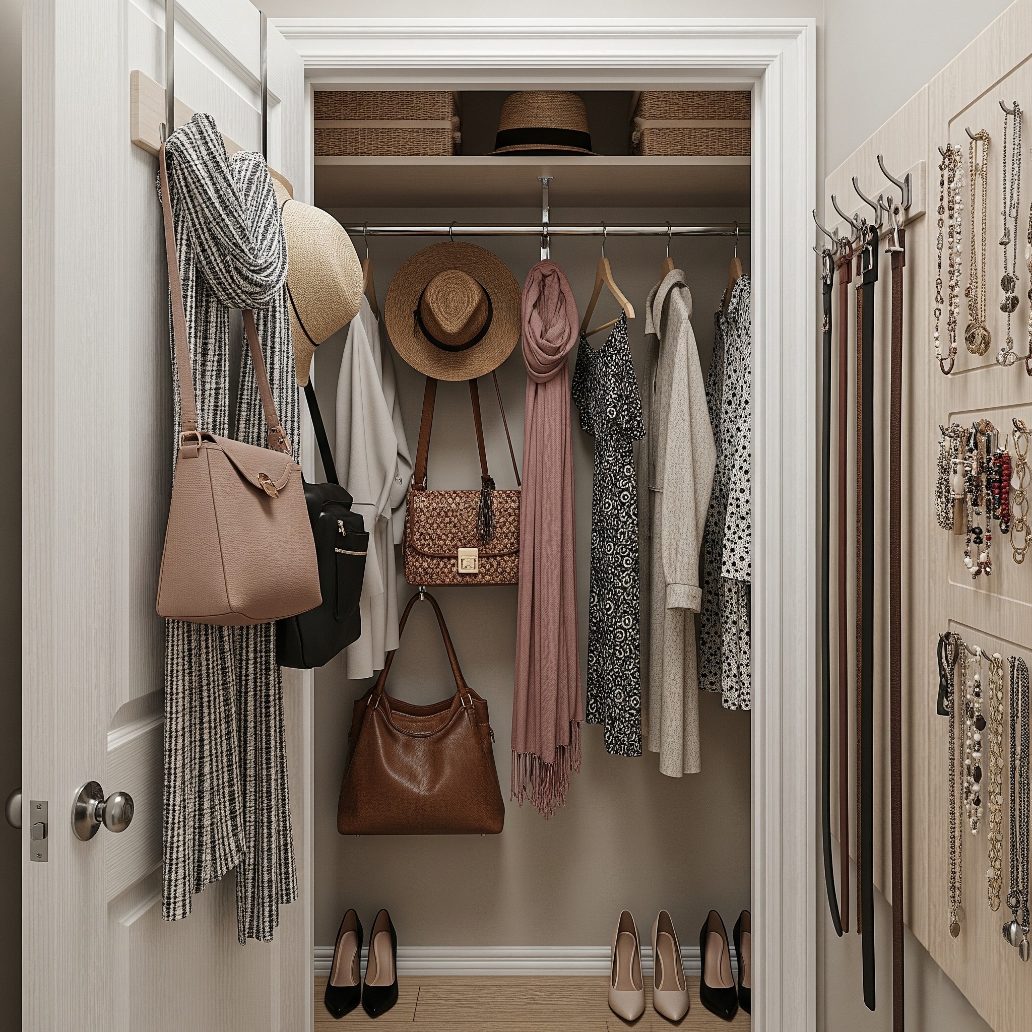 use-every-inch-door-wall-hooks-small-closet-organization