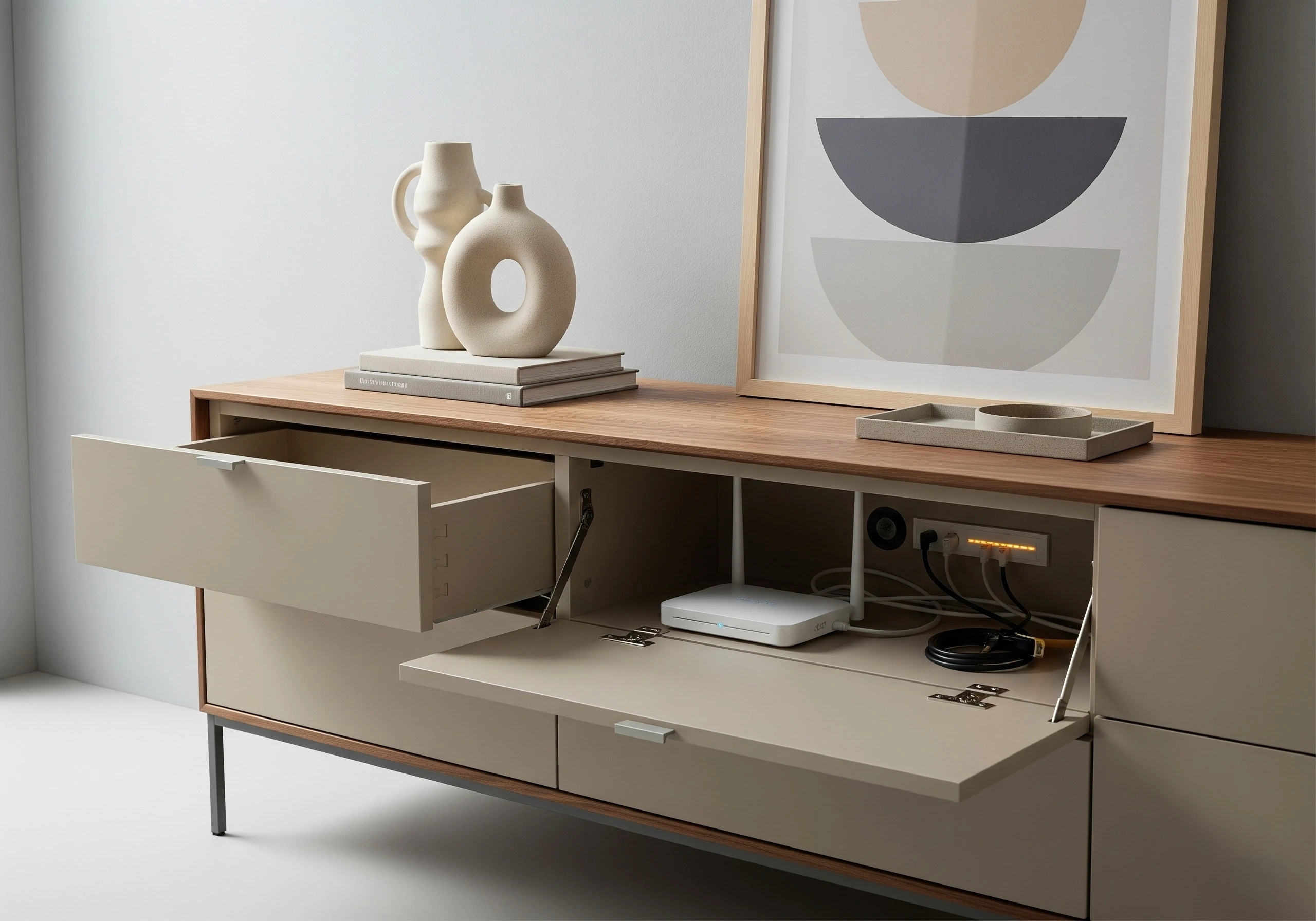 contemporary-minimalist-console-drawers-hidden-media-bay