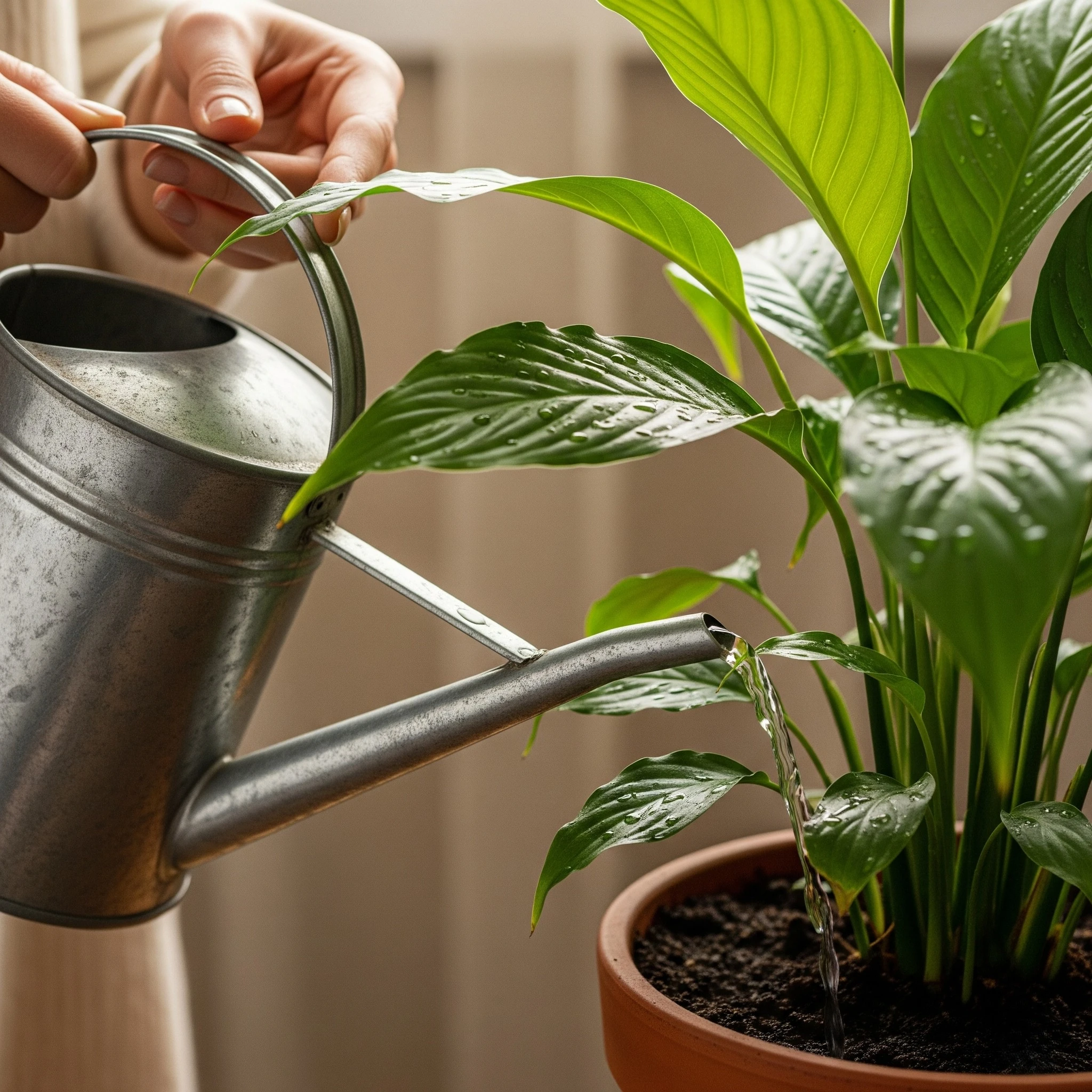 watering-peace-lily-indoor-care