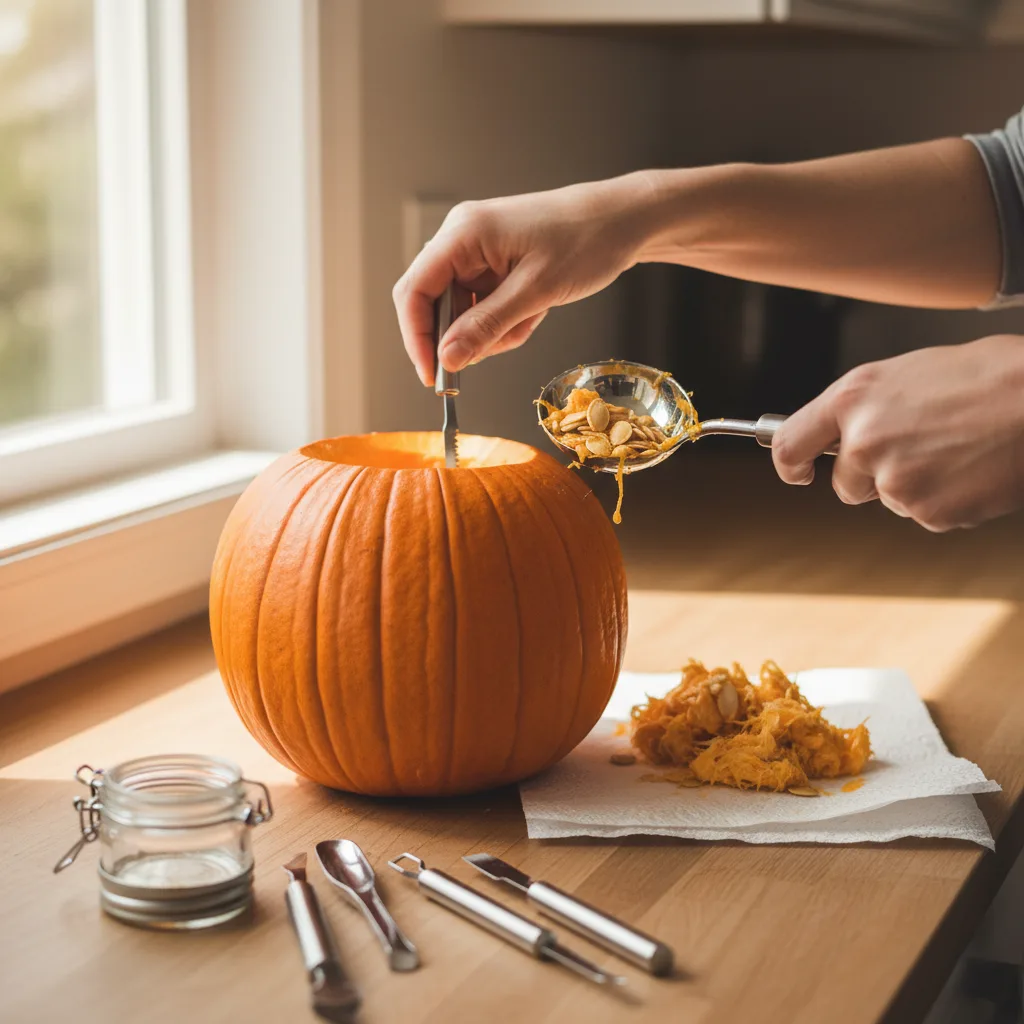 preparing-pumpkin-for-floral-arrangement