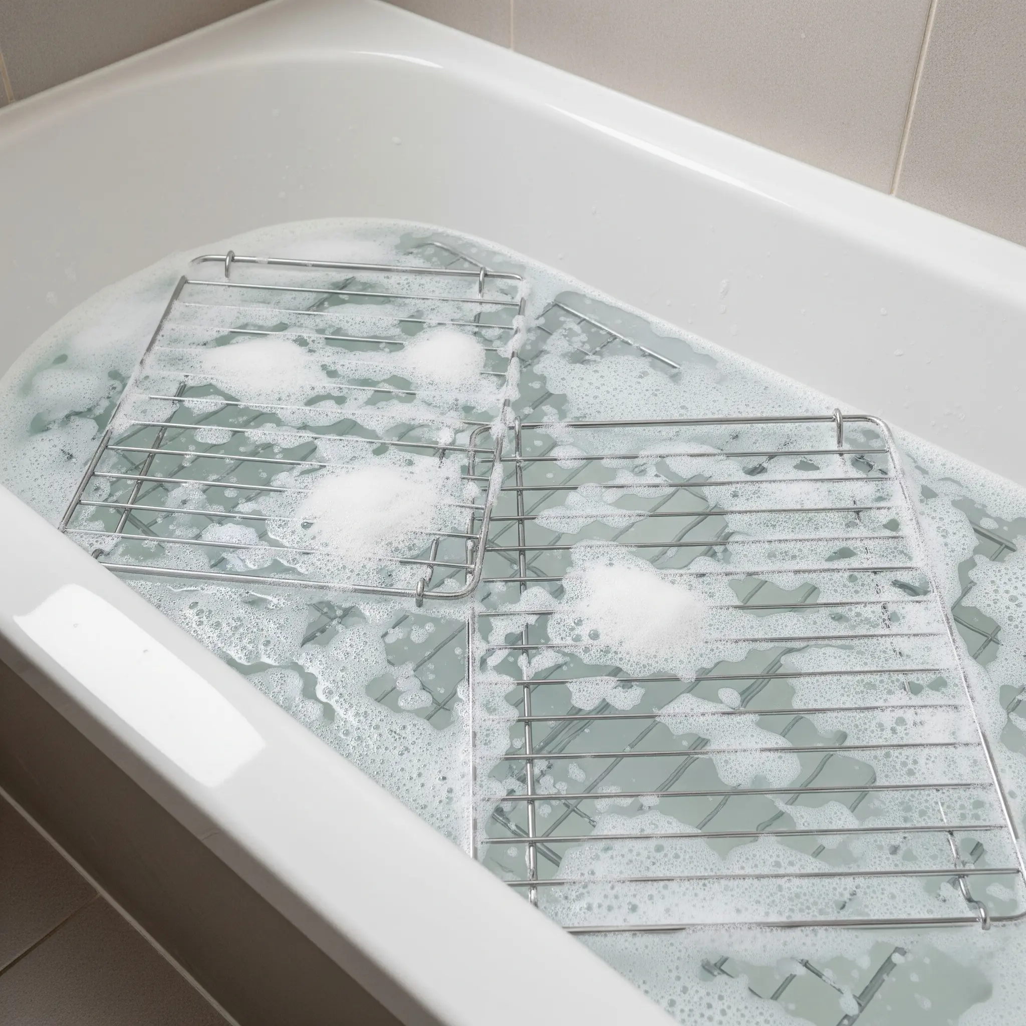 saoaking oven racks bathtub, clean oven racks baking soda