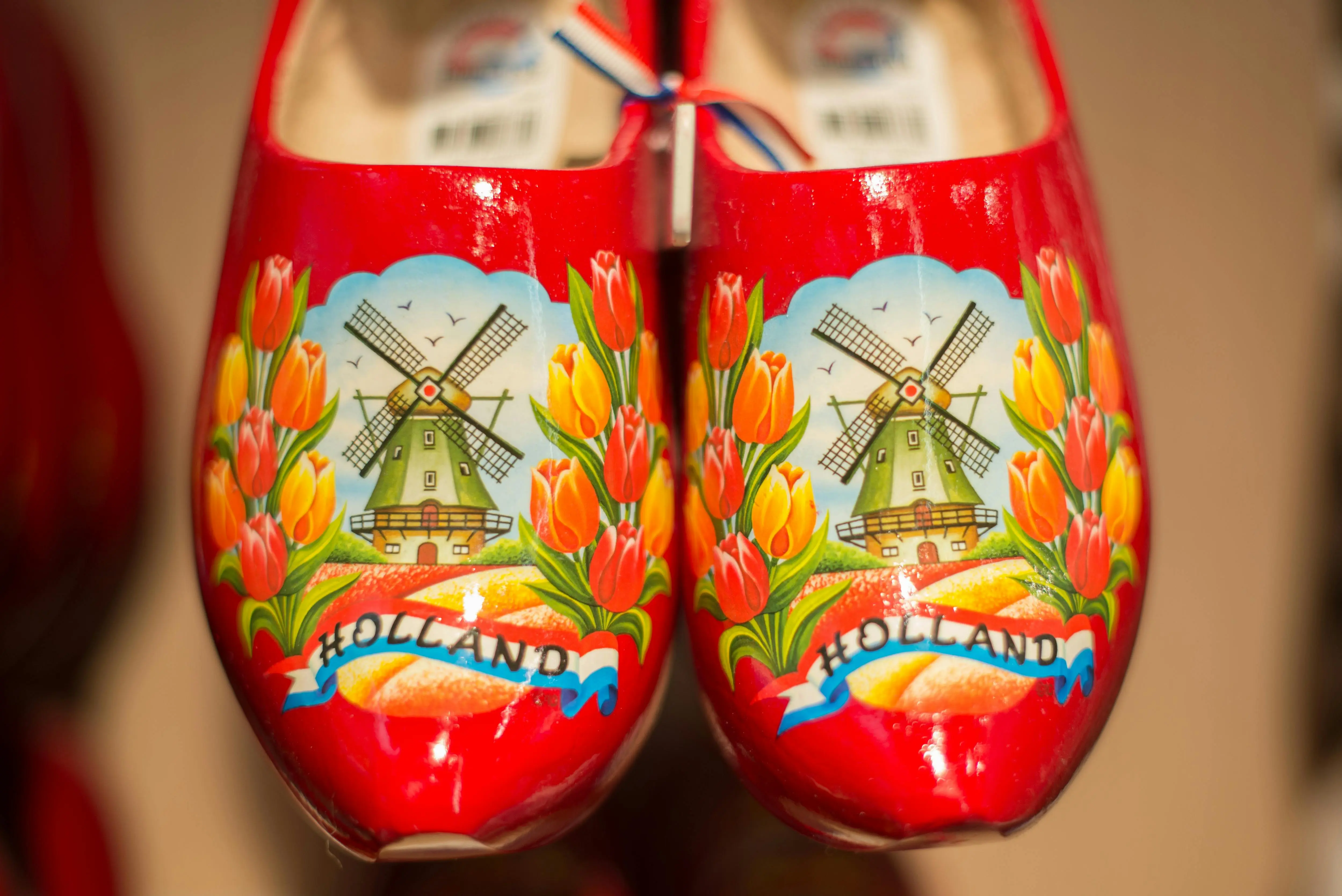 how often to replace furnace filter Close-up of traditional Dutch wooden shoes featuring a detailed windmill and tulips design.
