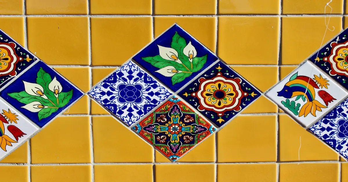 floral tile backsplash