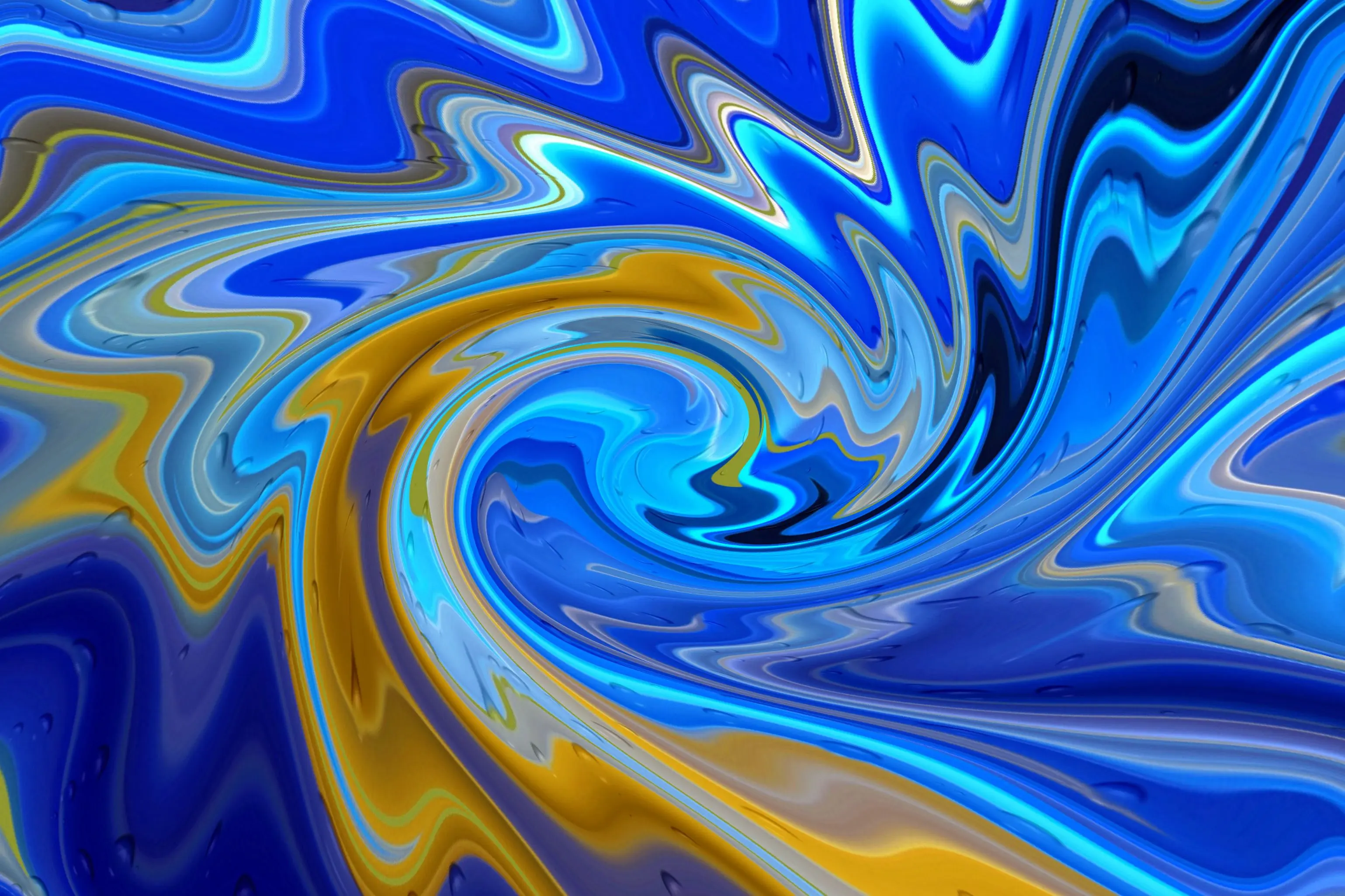 kids painting Vibrant abstract artwork featuring swirling blue and yellow patterns.