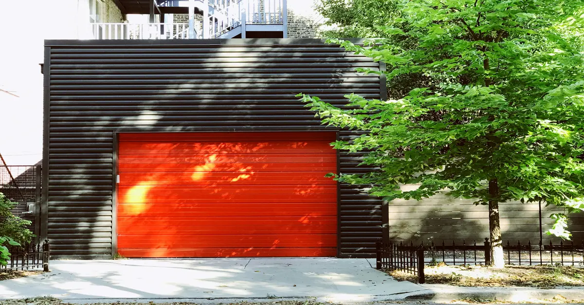 black garage door