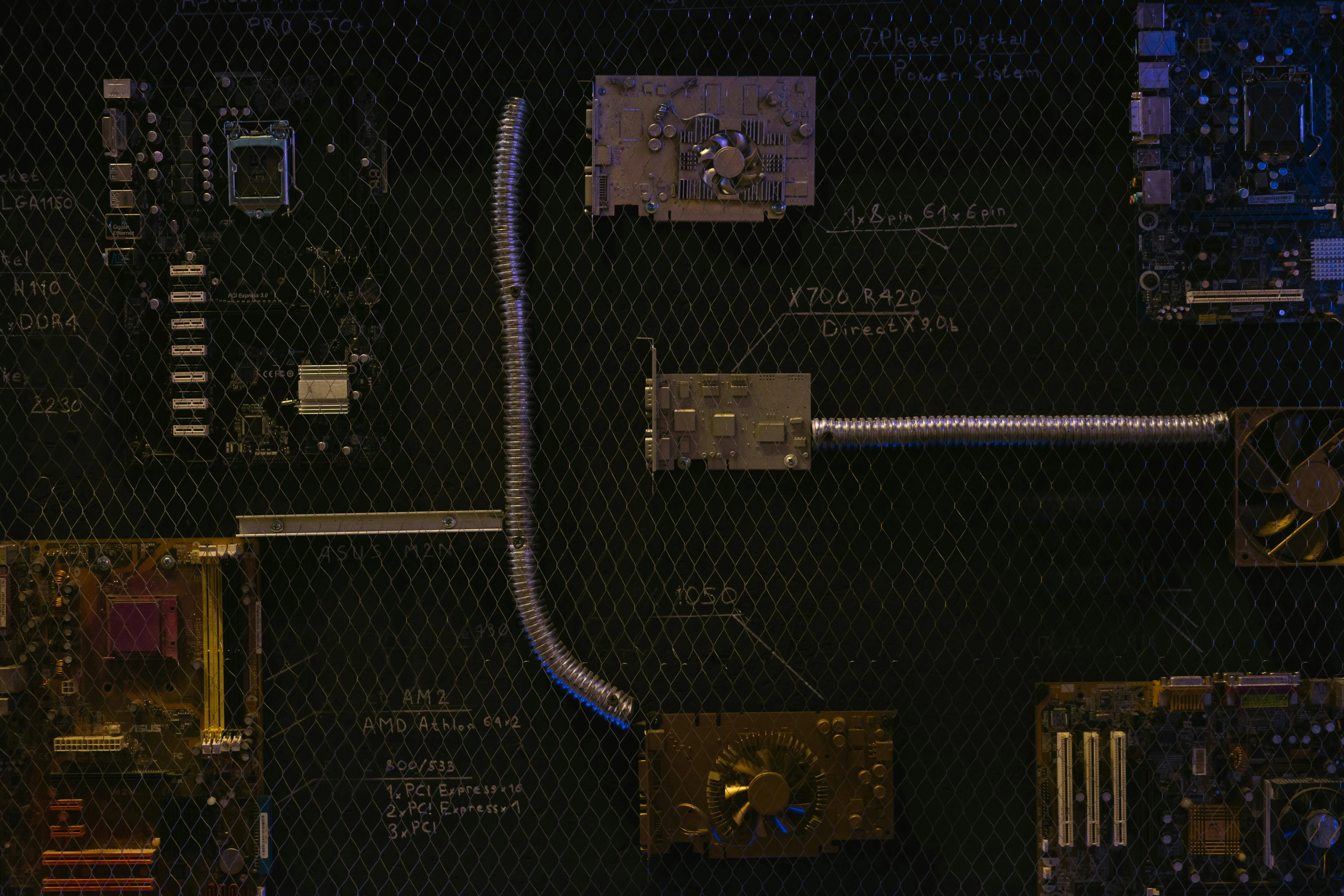 dryer not spinning Artistic arrangement of circuit boards and cables symbolizes modern technology.