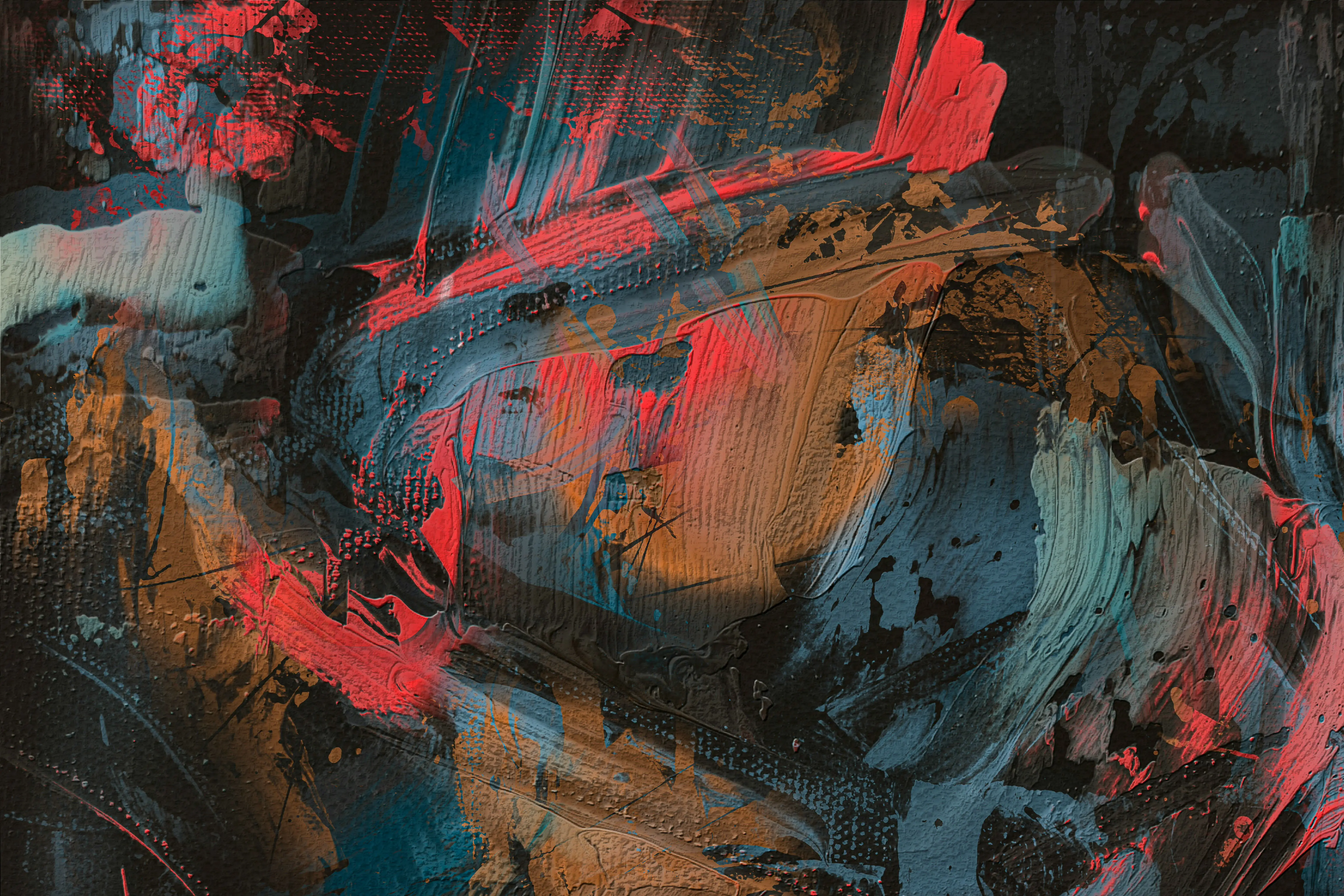 abstract art prints Vibrant abstract expressionist art with bold colors and dynamic brush strokes.