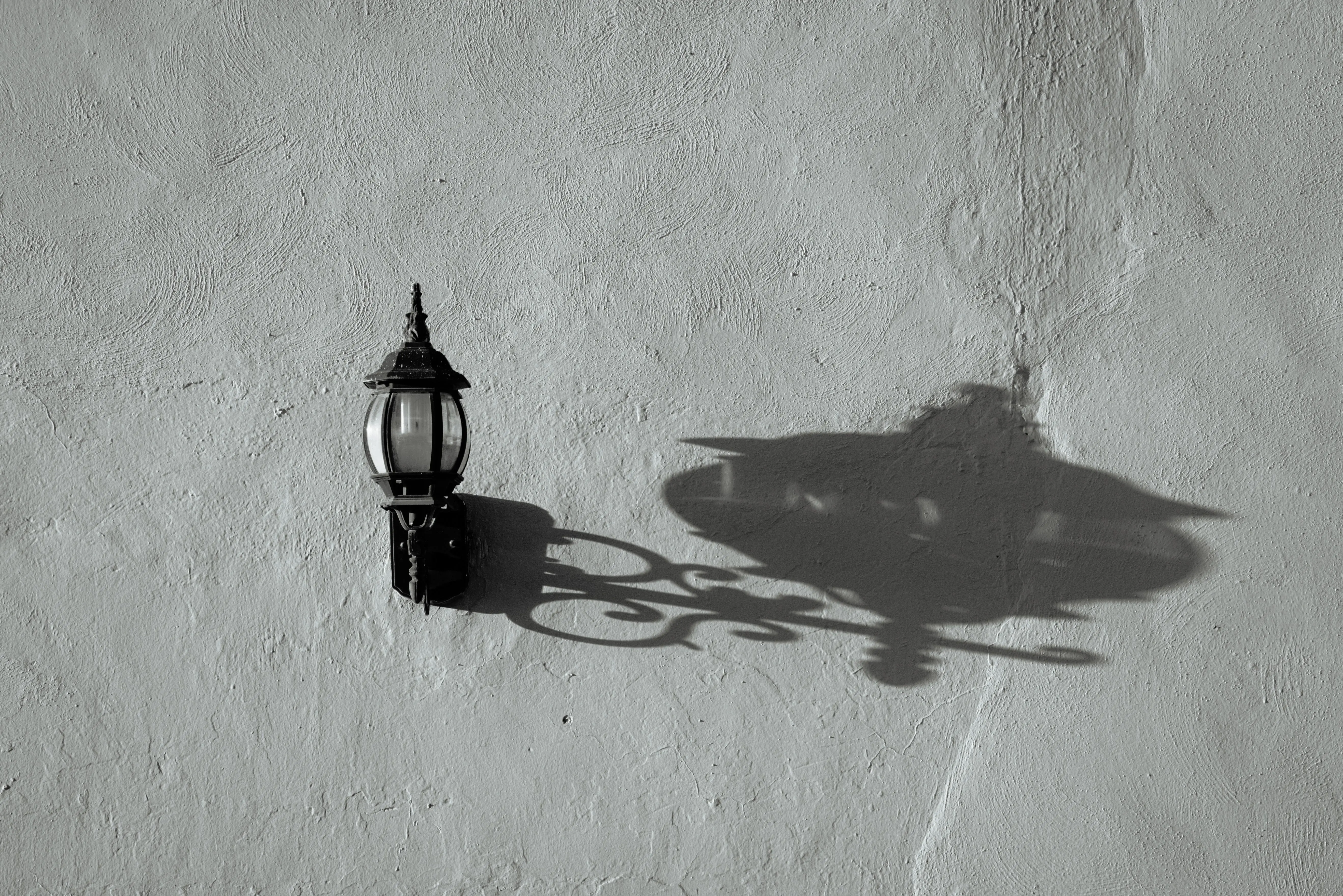 wall lamp outdoor An ornate vintage lamp casts a detailed shadow on a textured wall, blending classic elegance with architectural style.