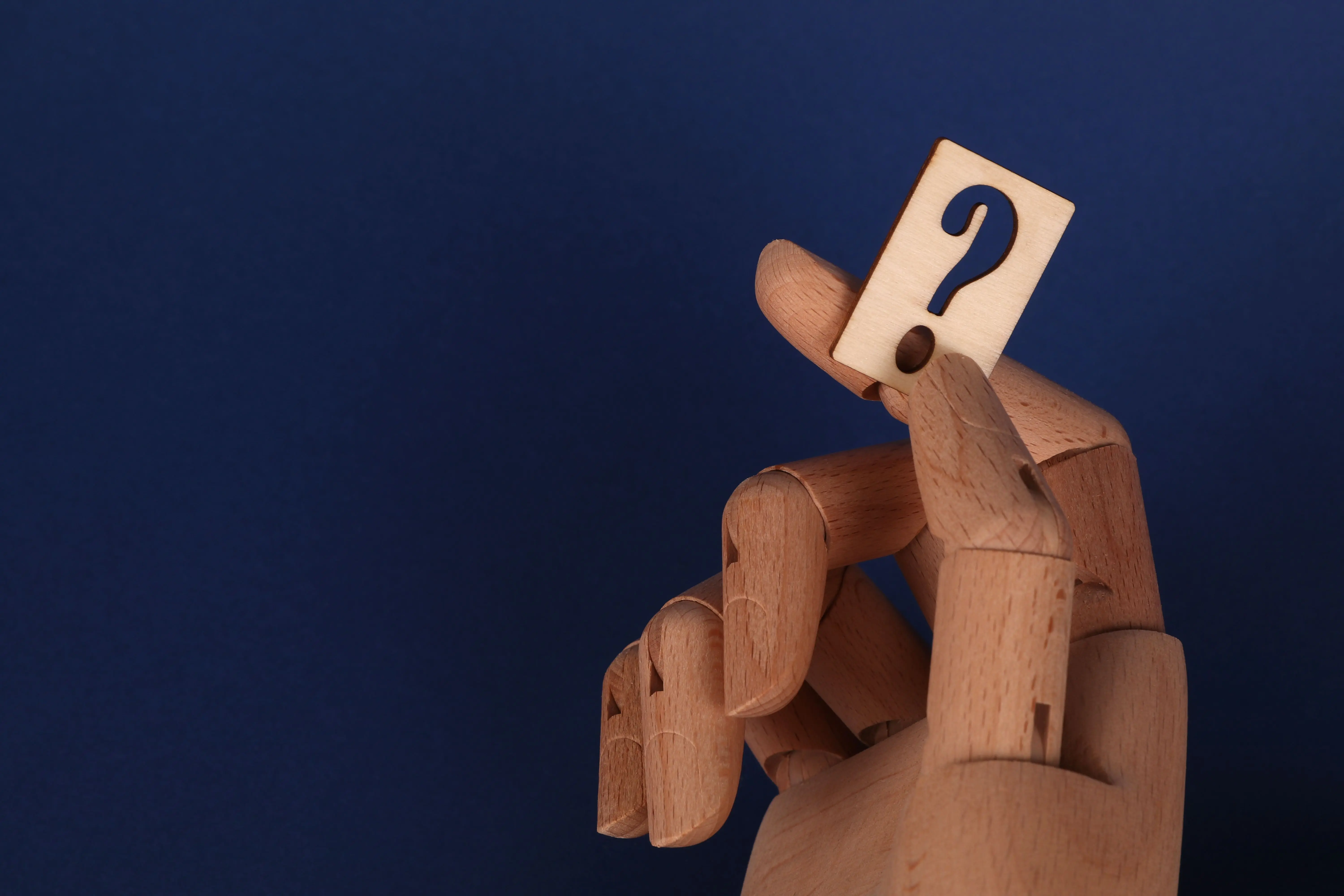 what scent do flies hate Wooden mannequin hand holding a block with a question mark against a blue background.