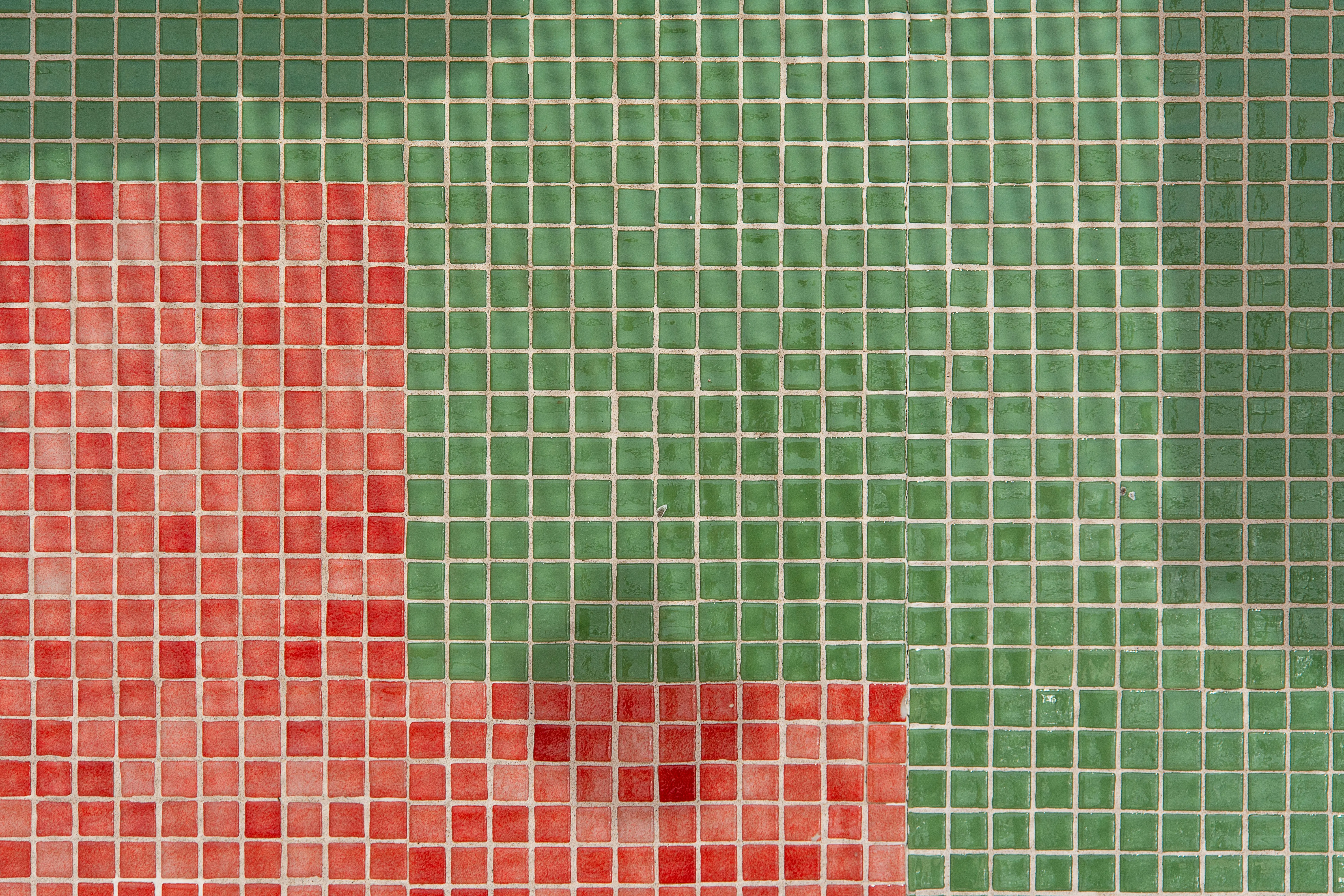 shower floors Vibrant mosaic pattern with red and green tiles, perfect for artistic backgrounds.