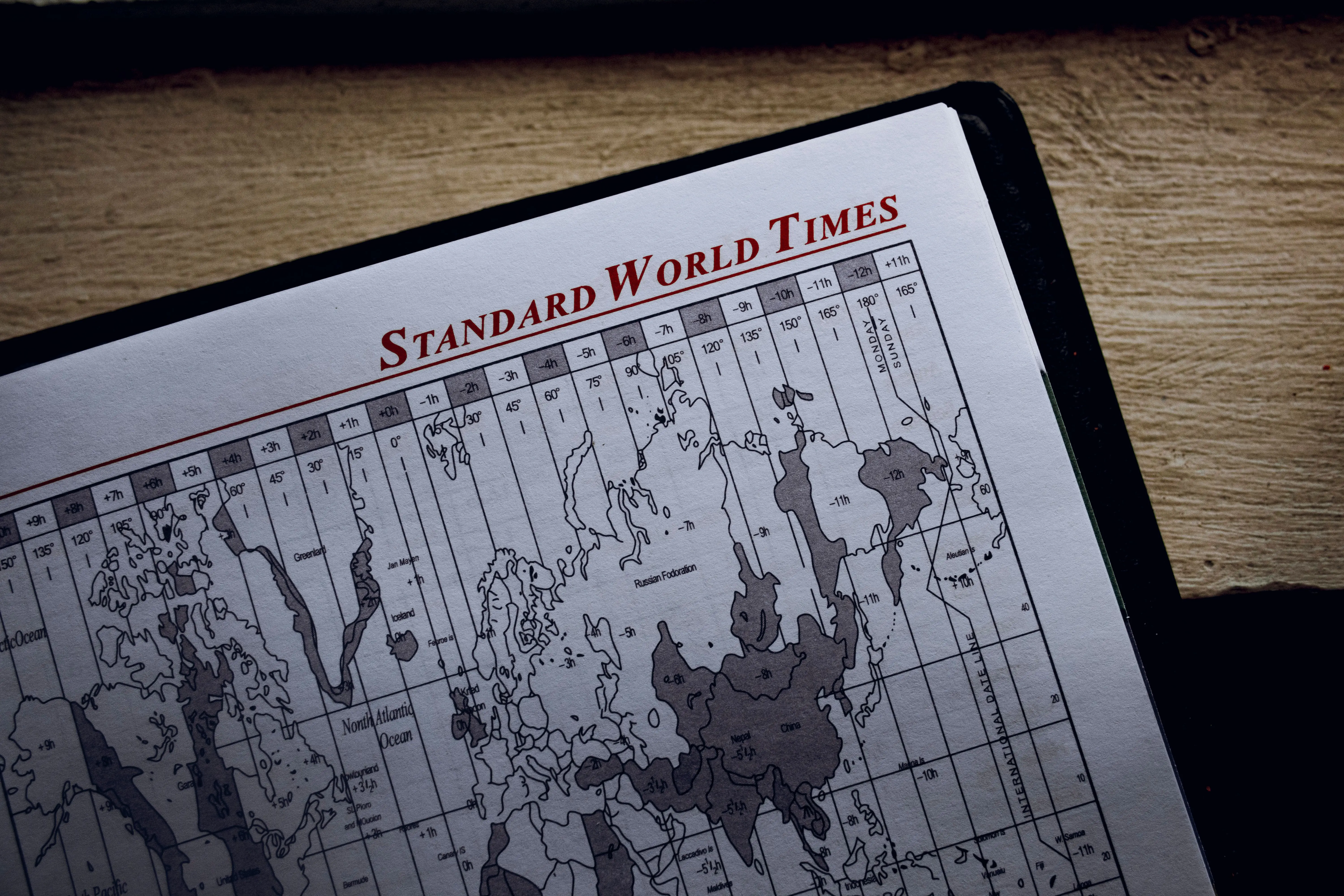 zone 5 perennials Top view of time zone illustration on page of agenda with inscription on wooden surface